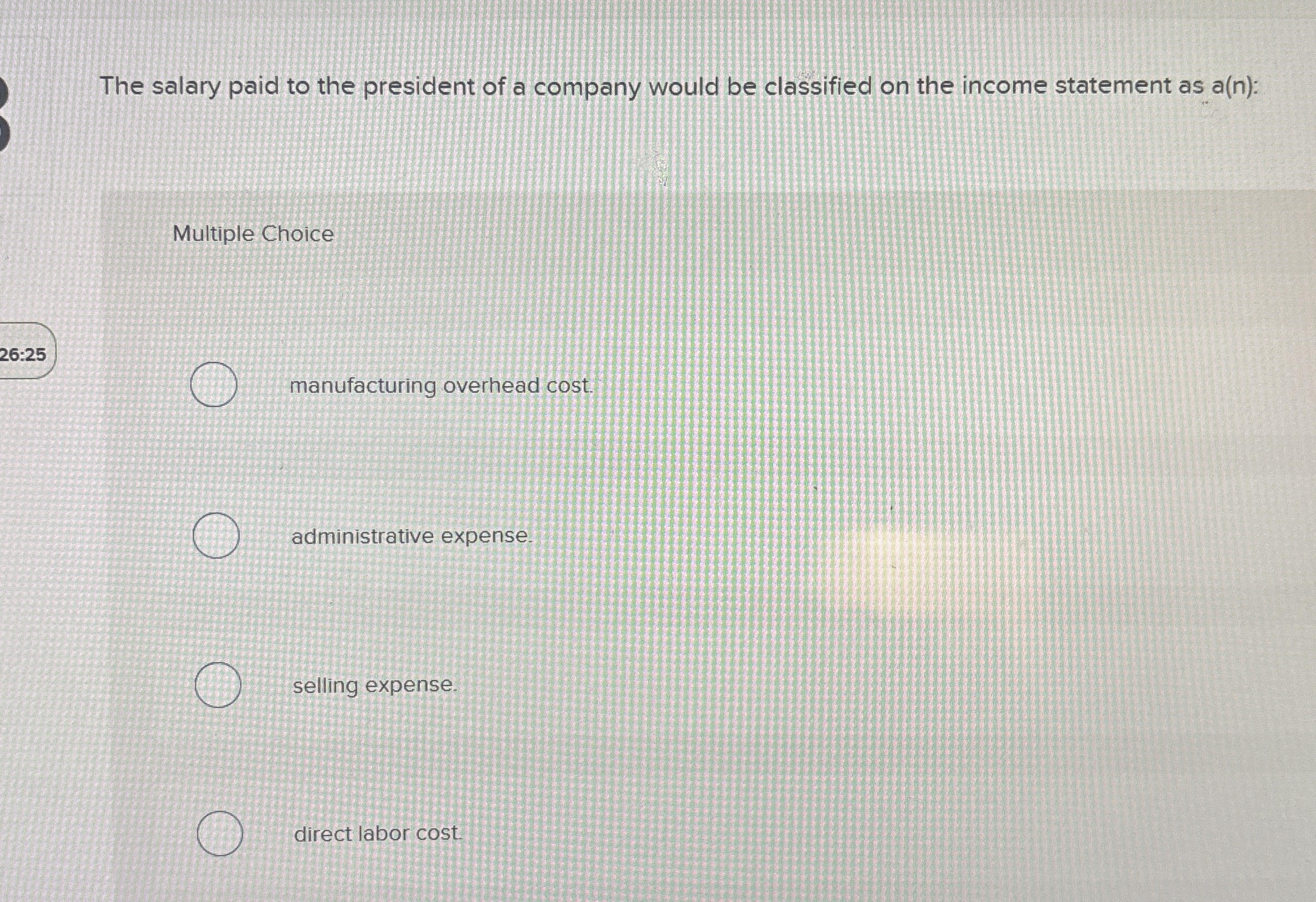 The salary paid to the president of a company