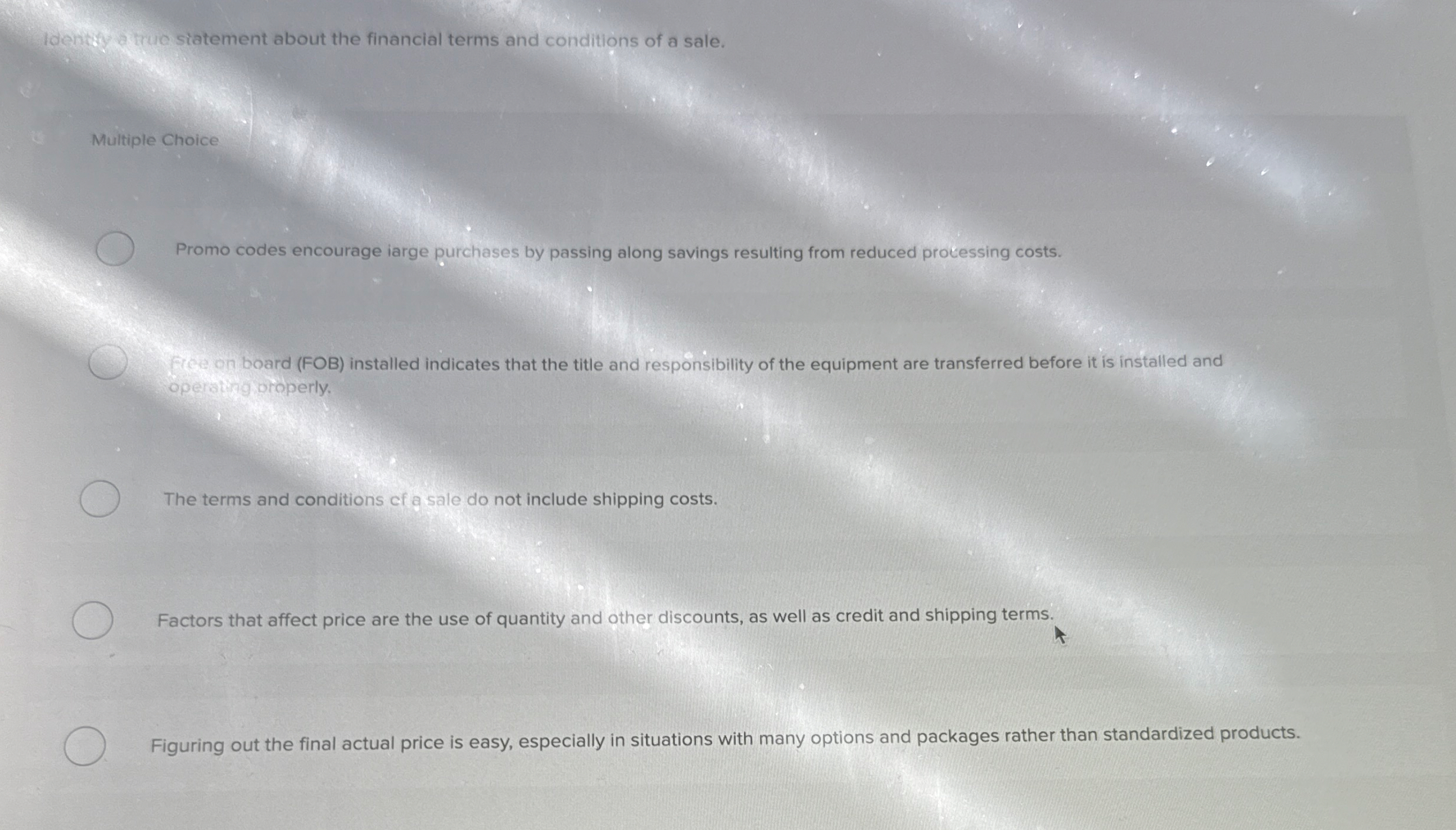 Identity a true siatement about the financial