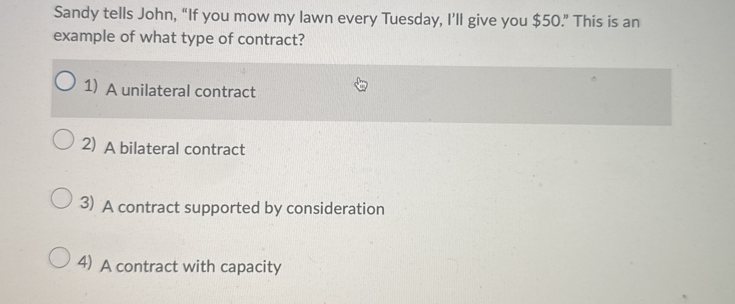 Sandy tells John, " If you mow my lawn every