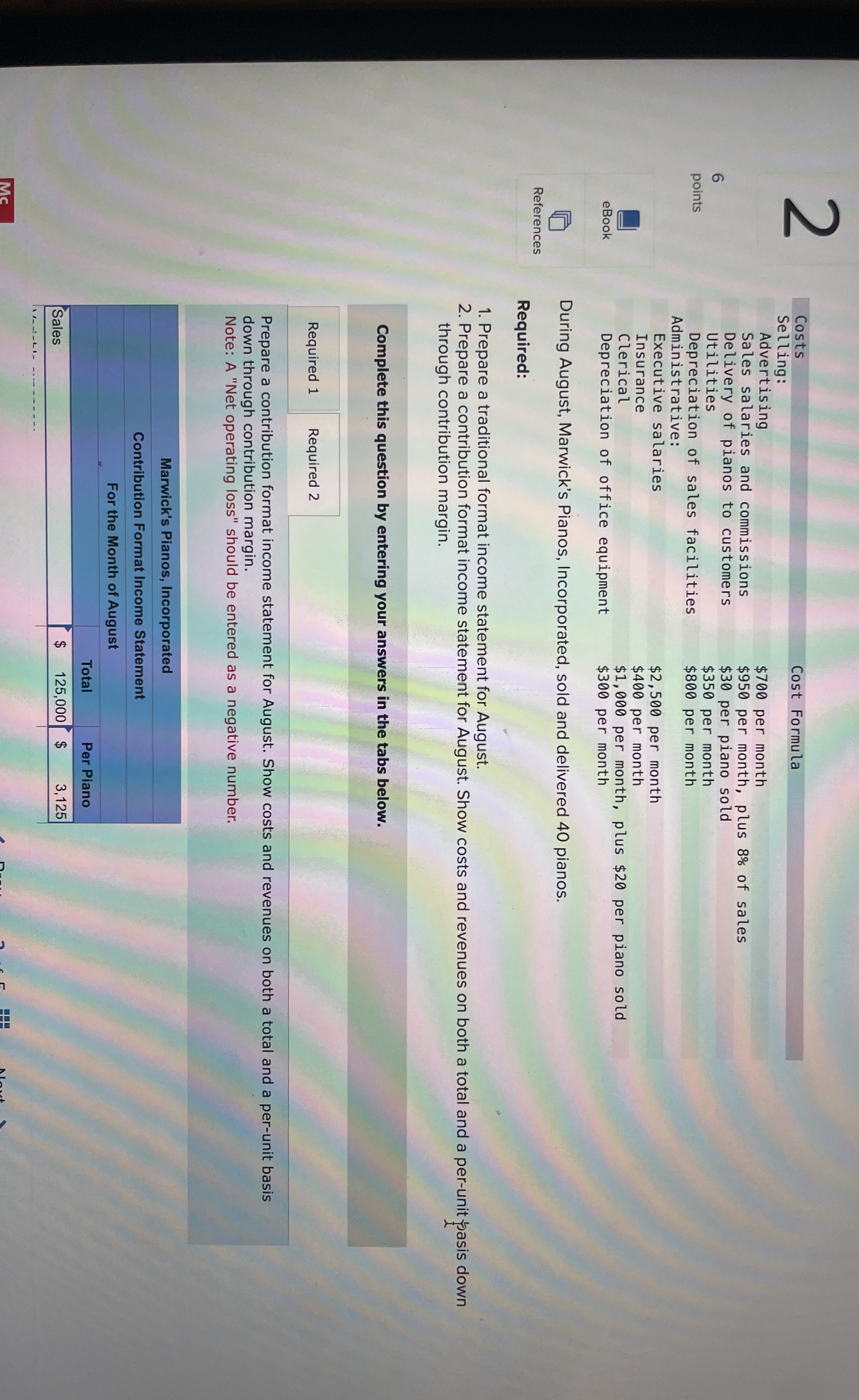 2 6 points \ table [ [ Costs , Cost Formula ] , [