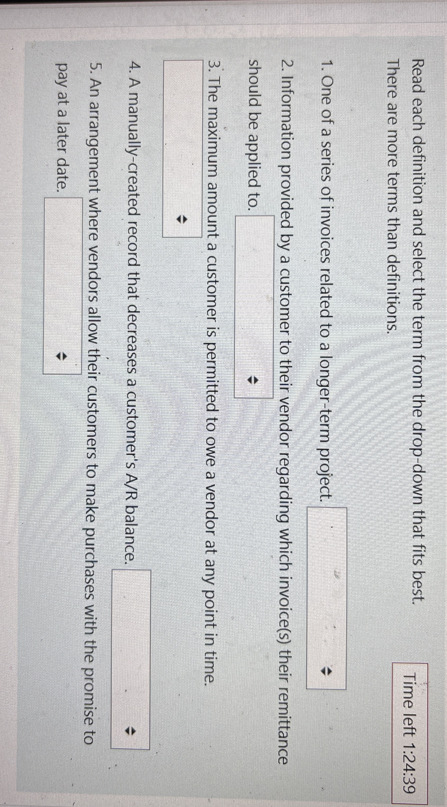 Read each definition and select the term from the
