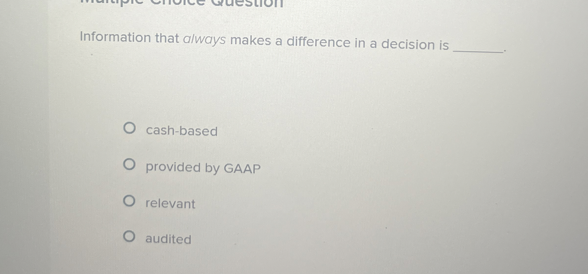 Information that always makes a difference in a