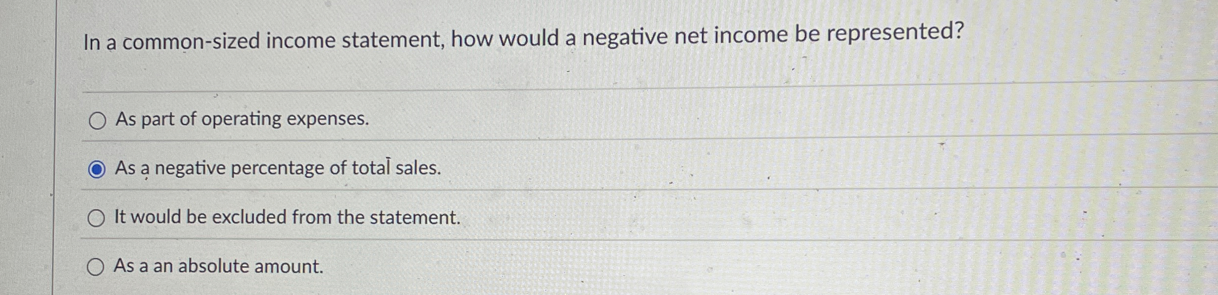 In a common - sized income statement, how would a