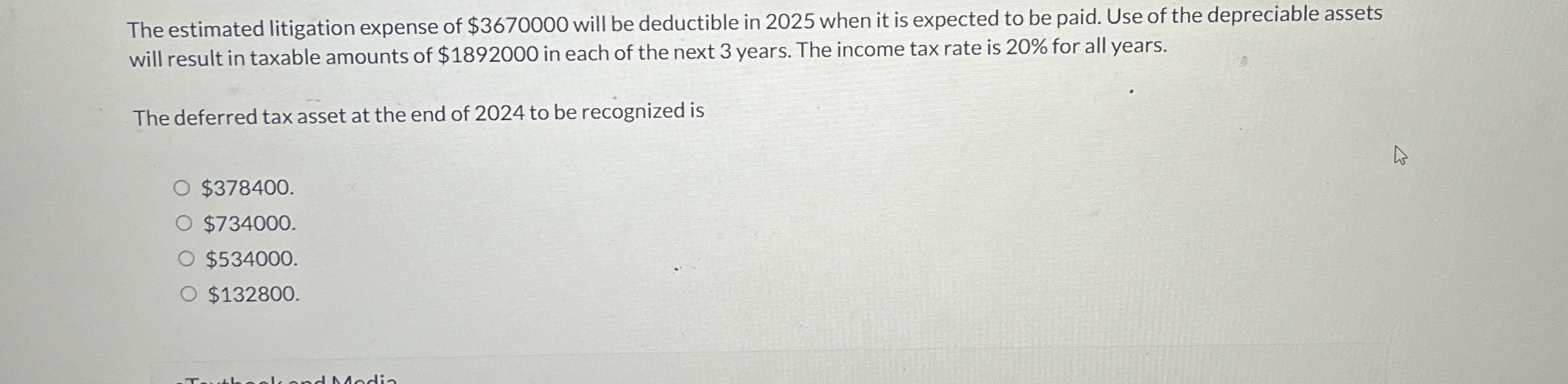 The estimated litigation expense of $ 3 6 7 0 0 0
