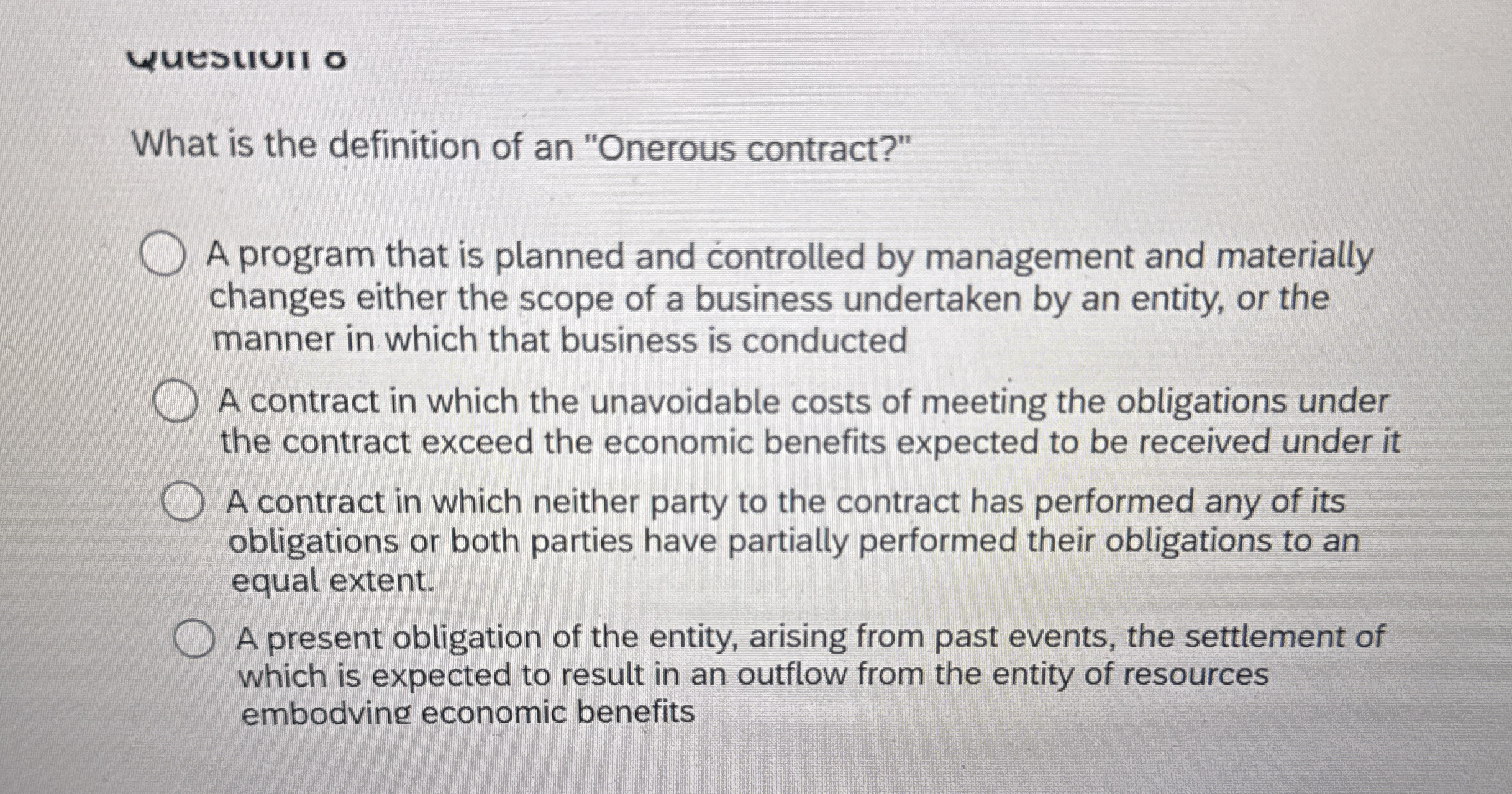 What is the definition of an "Onerous contract?"