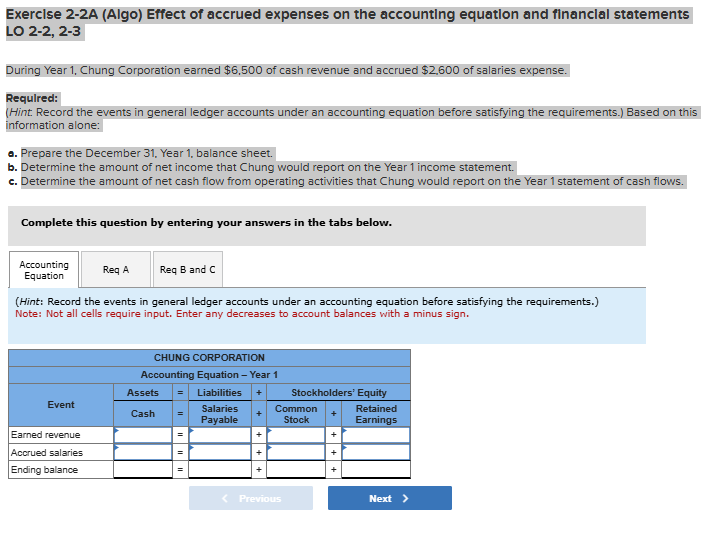 Exercise 2 - 2 A ( Algo ) Effect of accrued