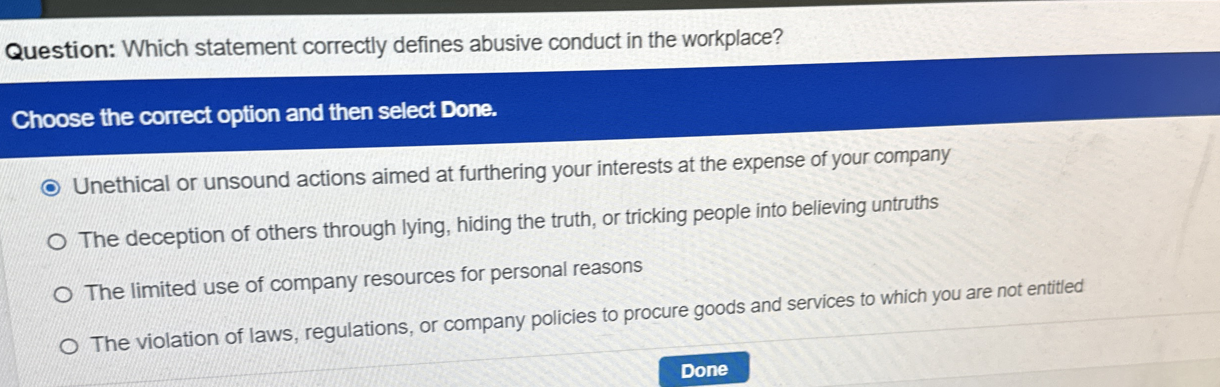 Question: Which statement correctly defines