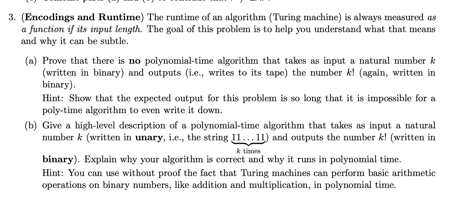 ( Encodings and Runtime ) The runtime of an