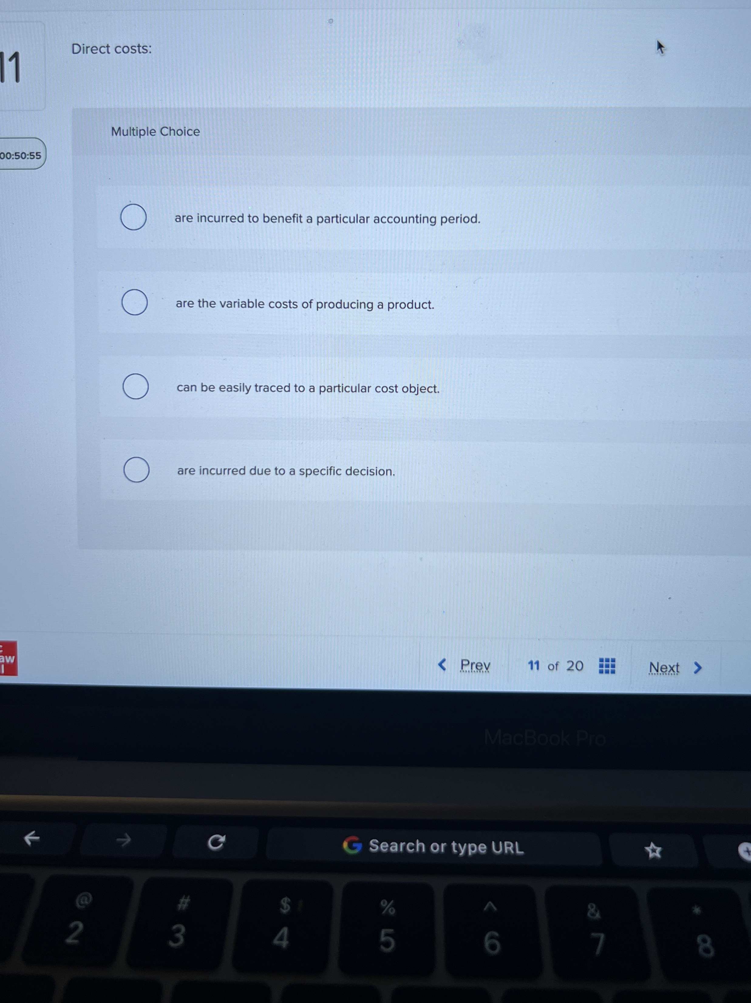 Direct costs: Multiple Choice 0 0 : 5 0 : 5 5 are