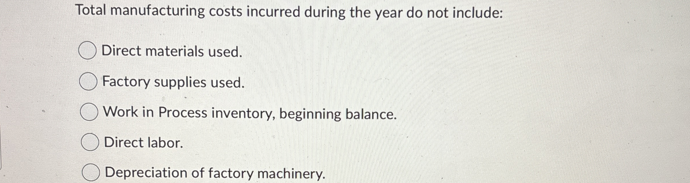 Total manufacturing costs incurred during the