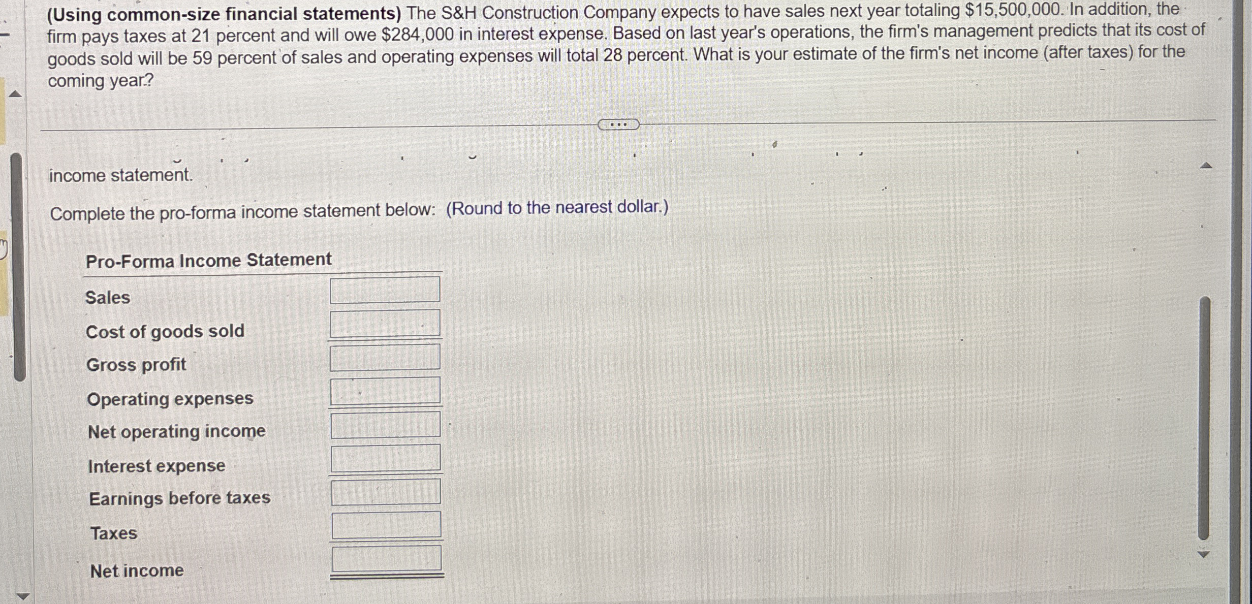 ( Using common - size financial statements ) The