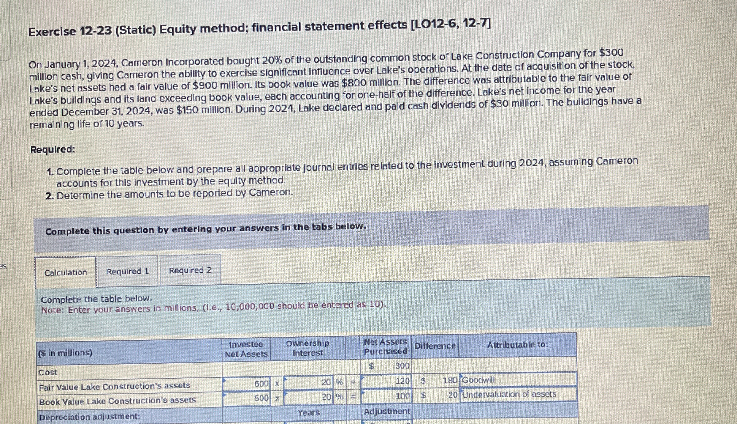 Exercise 1 2 - 2 3 ( Static ) Equity method;