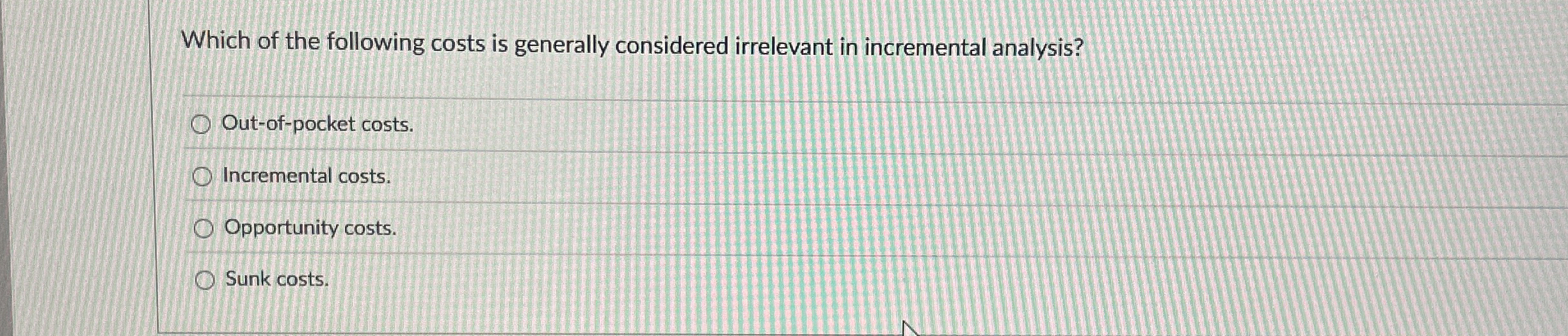 Which of the following costs is generally