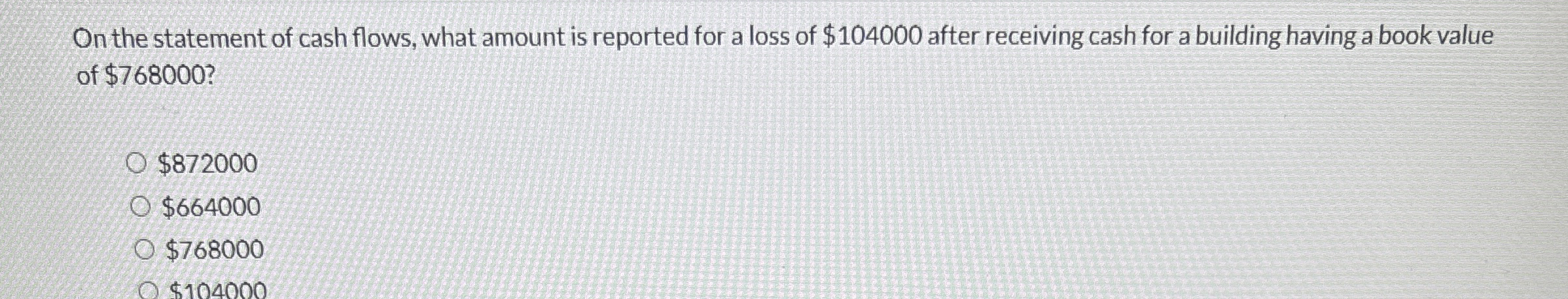 On the statement of cash flows, what amount is