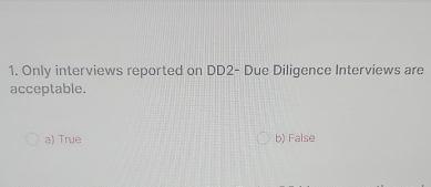 Only interviews reported on DD 2 - Due Diligence