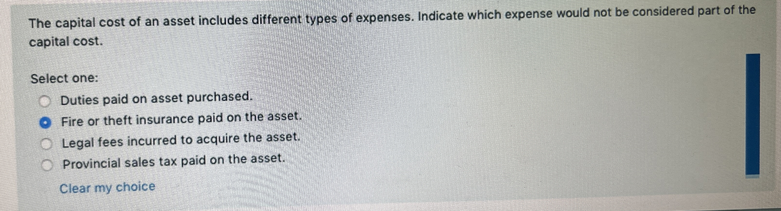 The capital cost of an asset includes different