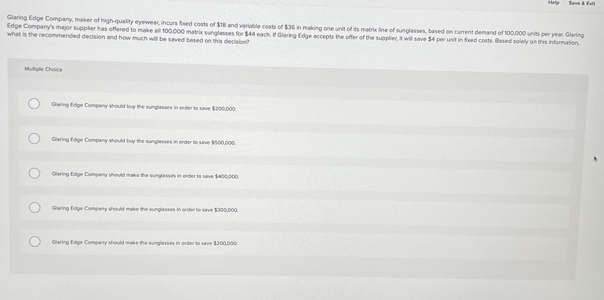 Help Save & Exit what is the recommended decision