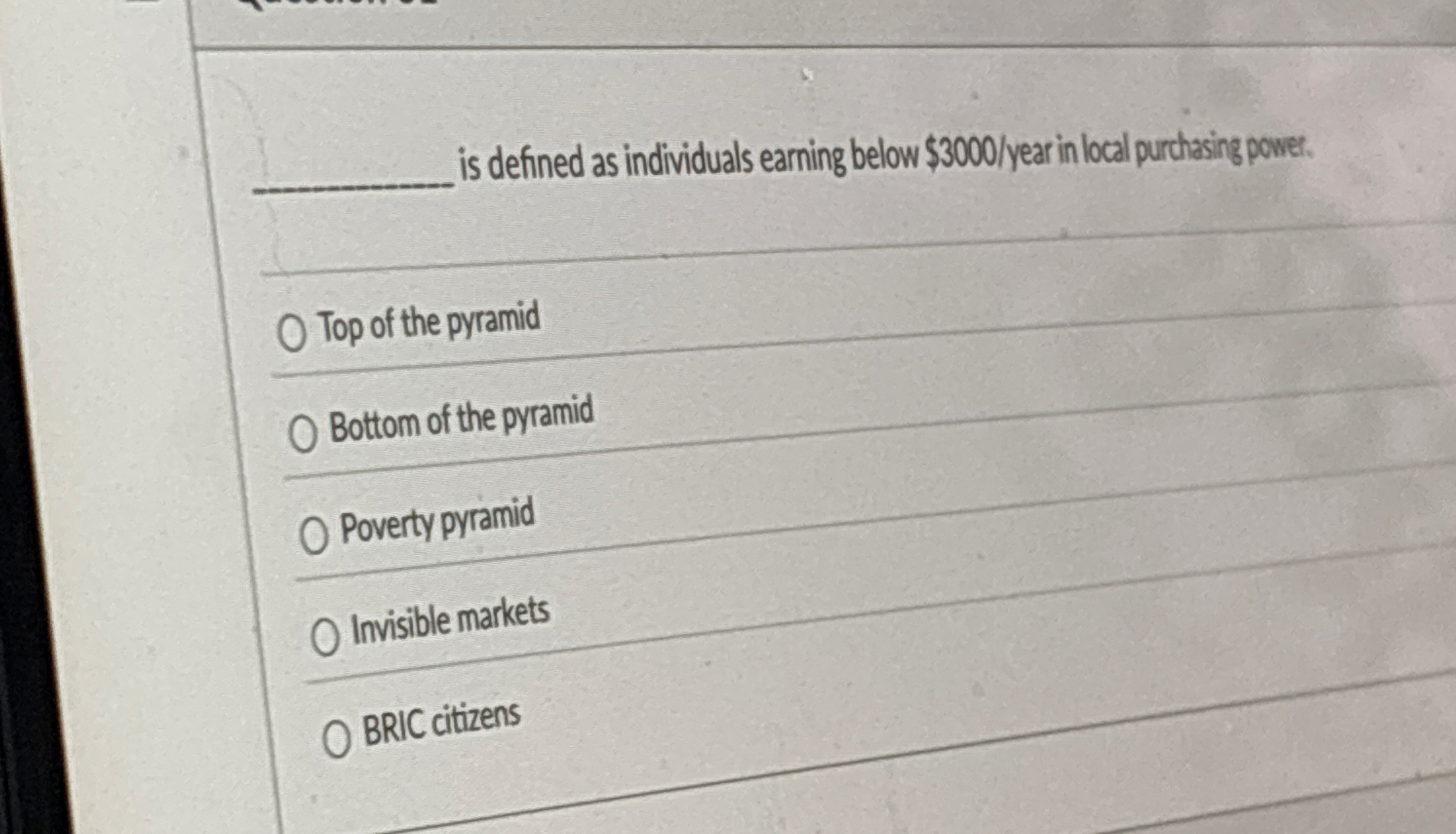 is defined as individuals earning below $ 3 0 0 0