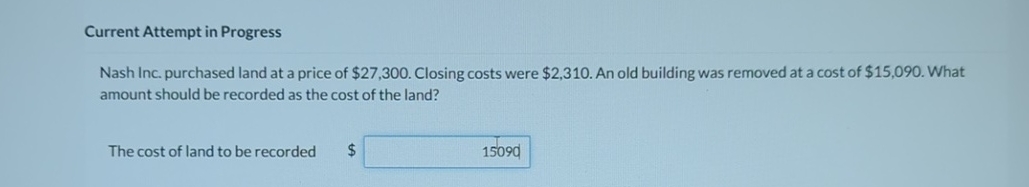 Current Attempt in Progress Nash Inc. purchased