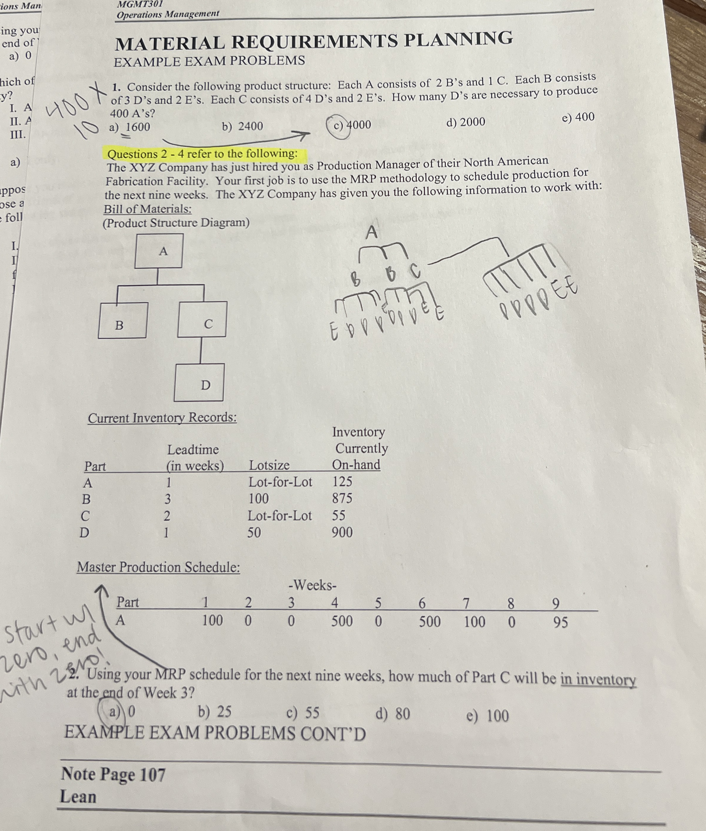 MGMT 3 0 1 Operations Management MATERIAL