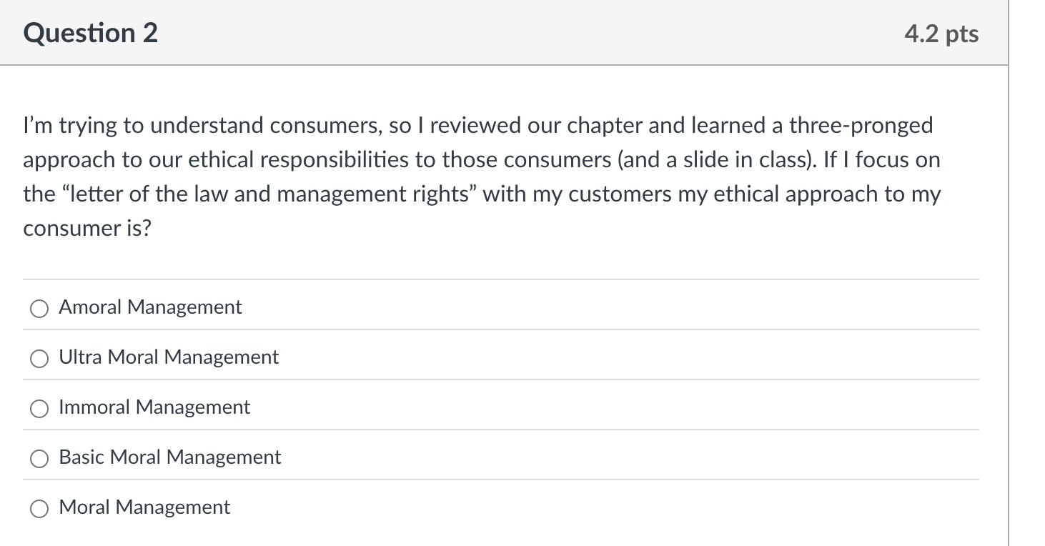 Question 2 I ' m trying to understand consumers,