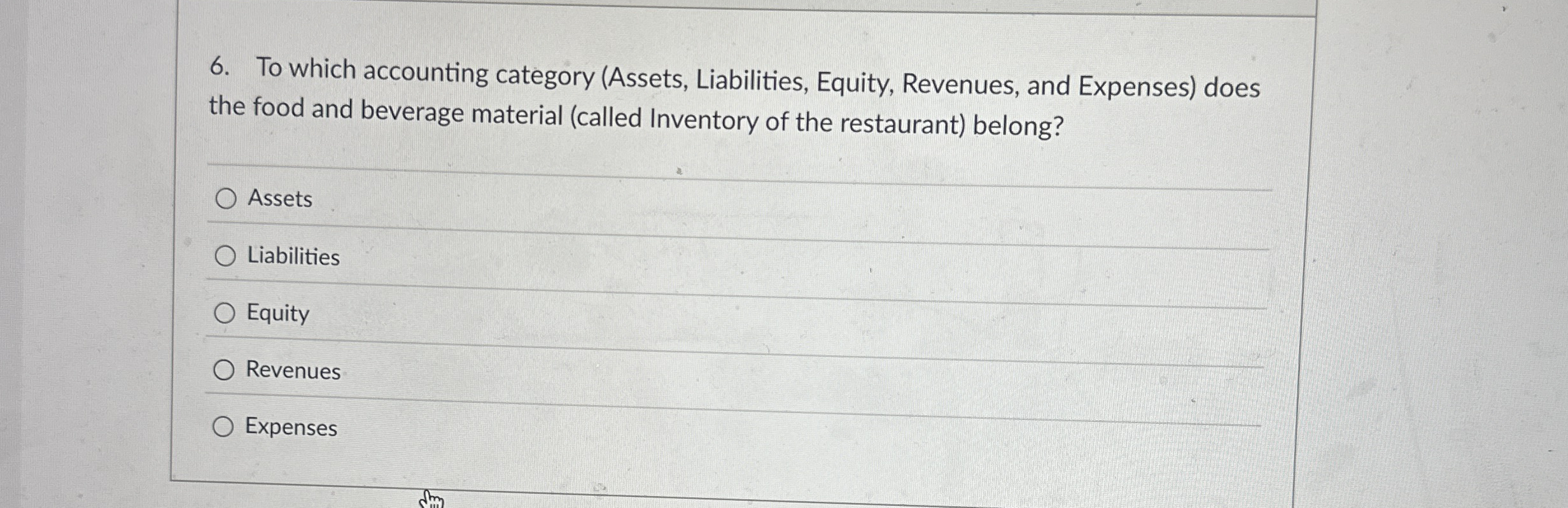 To which accounting category ( Assets ,