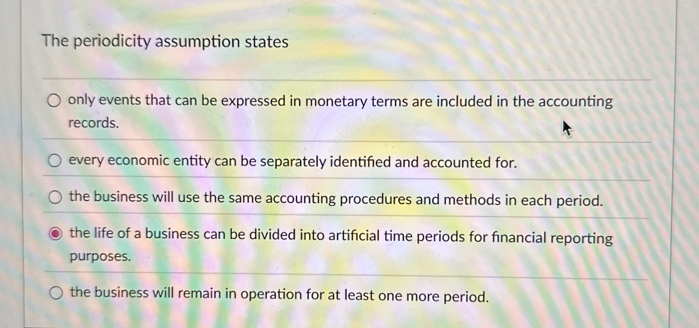 The periodicity assumption states only events