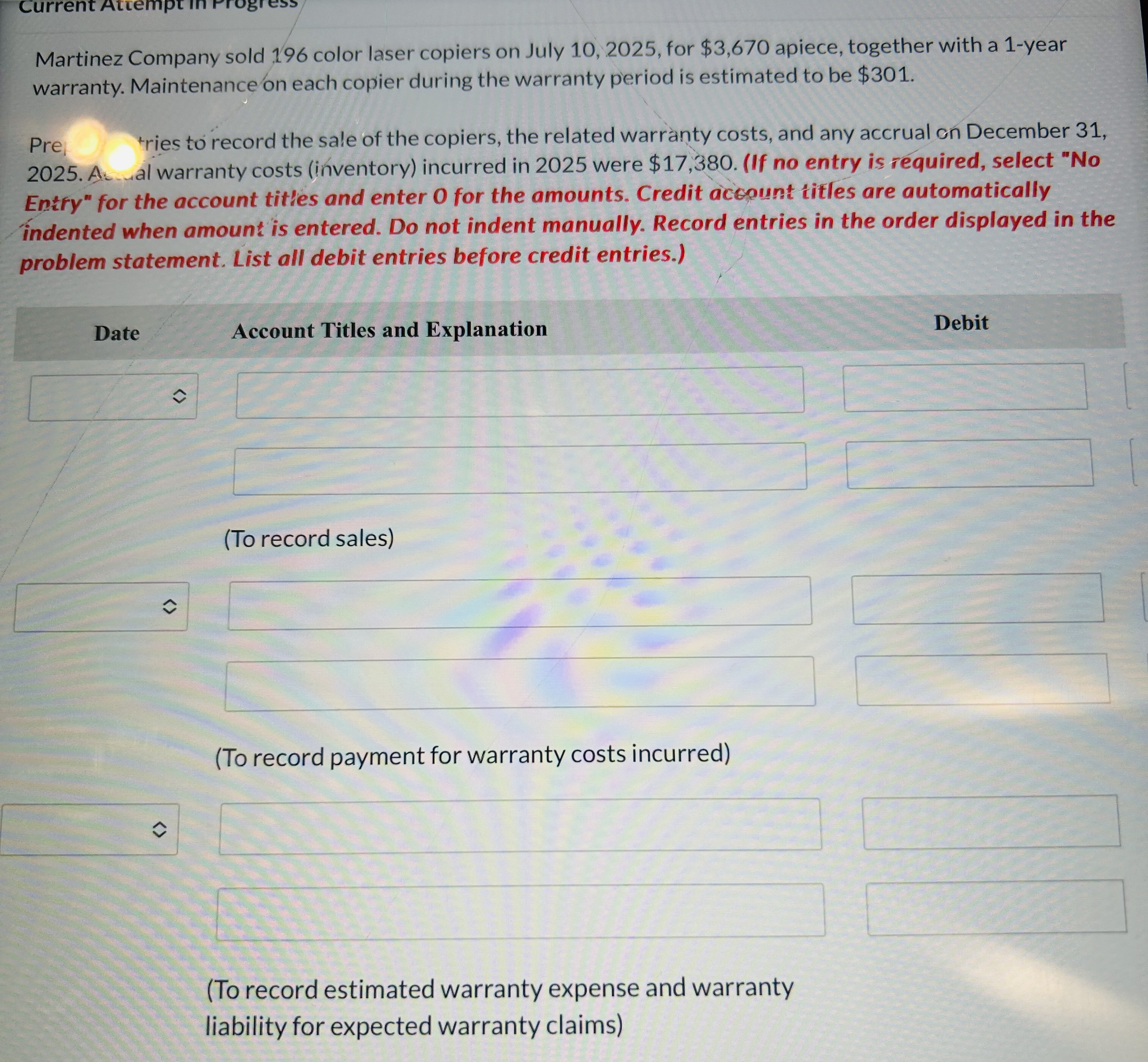 Martinez Company sold 1 9 6 color laser copiers