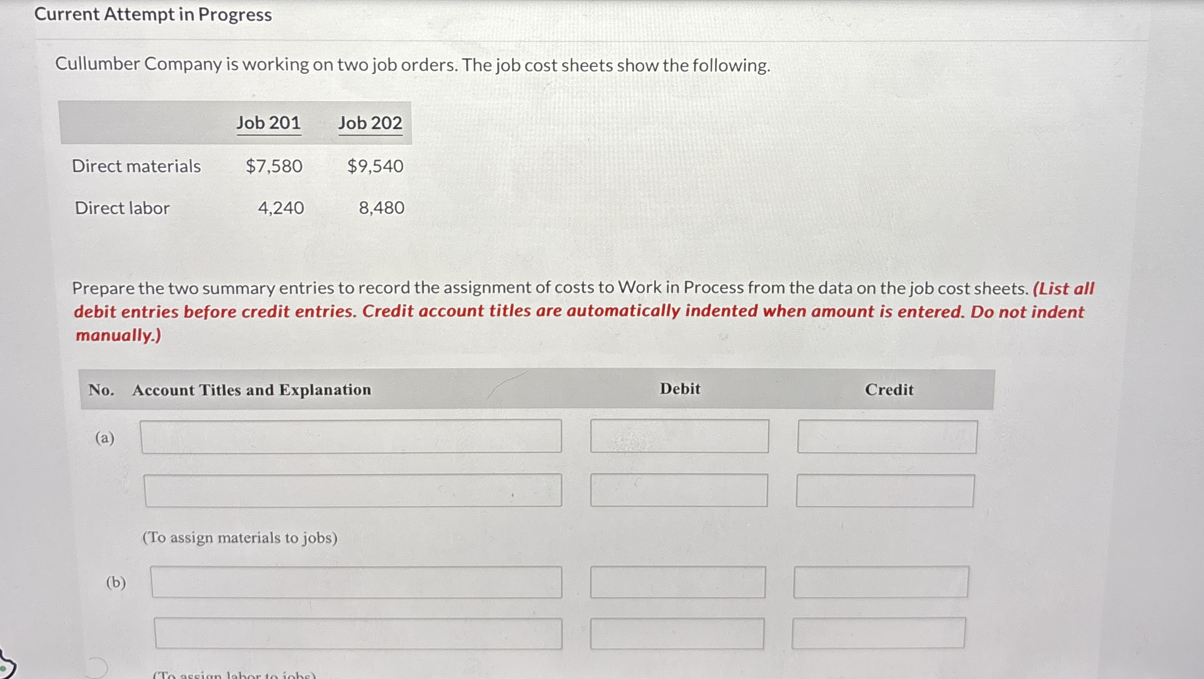 Current Attempt in Progress Cullumber Company is