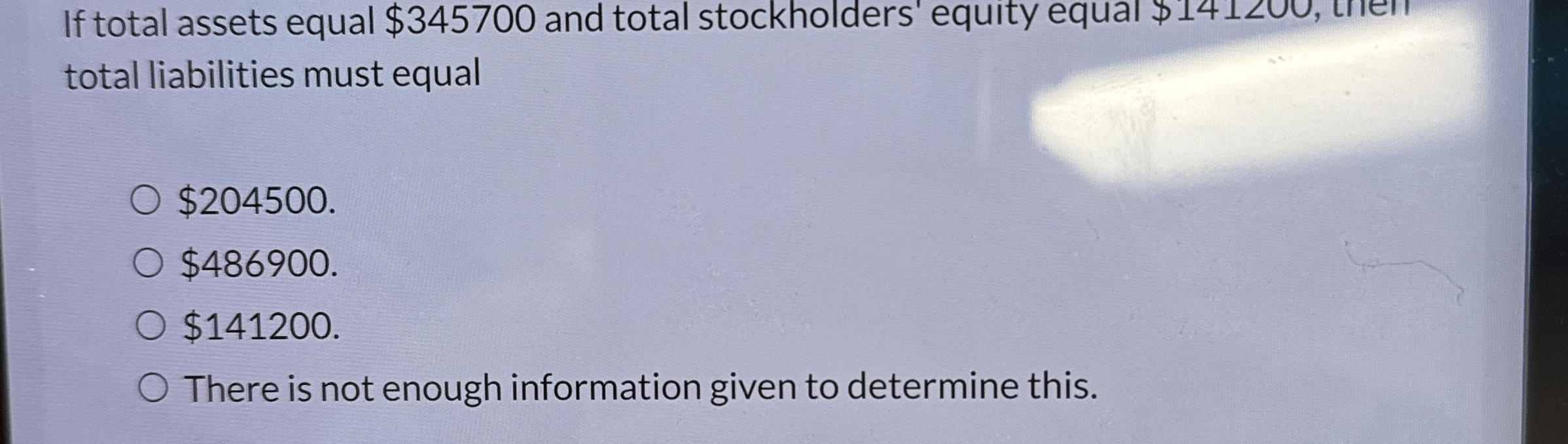 If total assets equal $ 3 4 5 7 0 0 and total