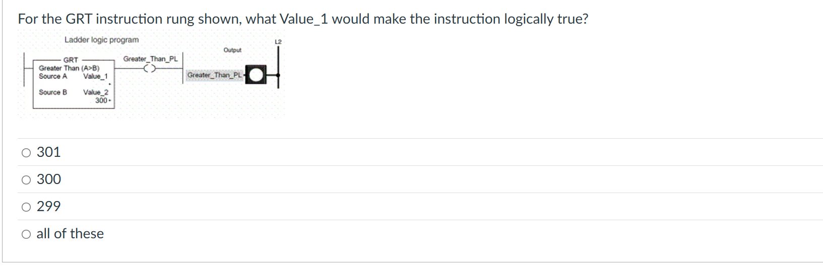 For the GRT instruction rung shown, what Value_1
