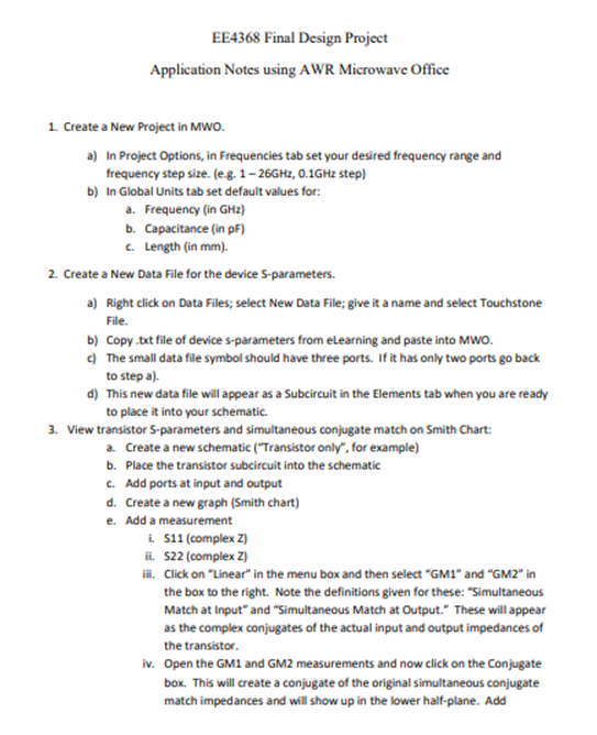 EE4368 Final Design Project Application Notes