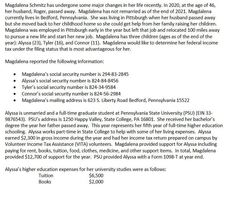 Tax Return Please complete the 2021 federal