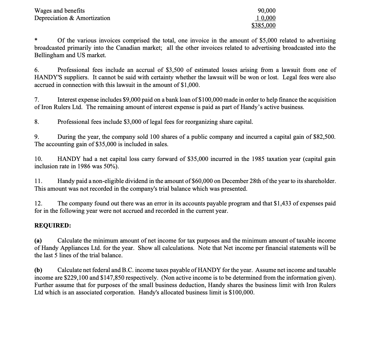 ASSIGNMENT 6 Handy Appliances Ltd. (HANDY) is a