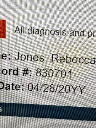 emergency room record patient name: Jones,