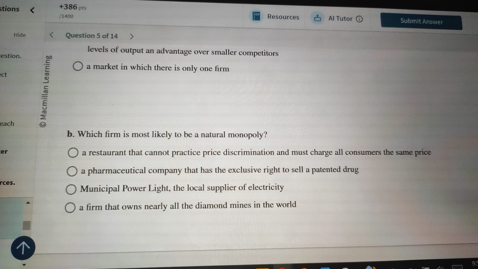it is a natural monopoly? monopoly that results