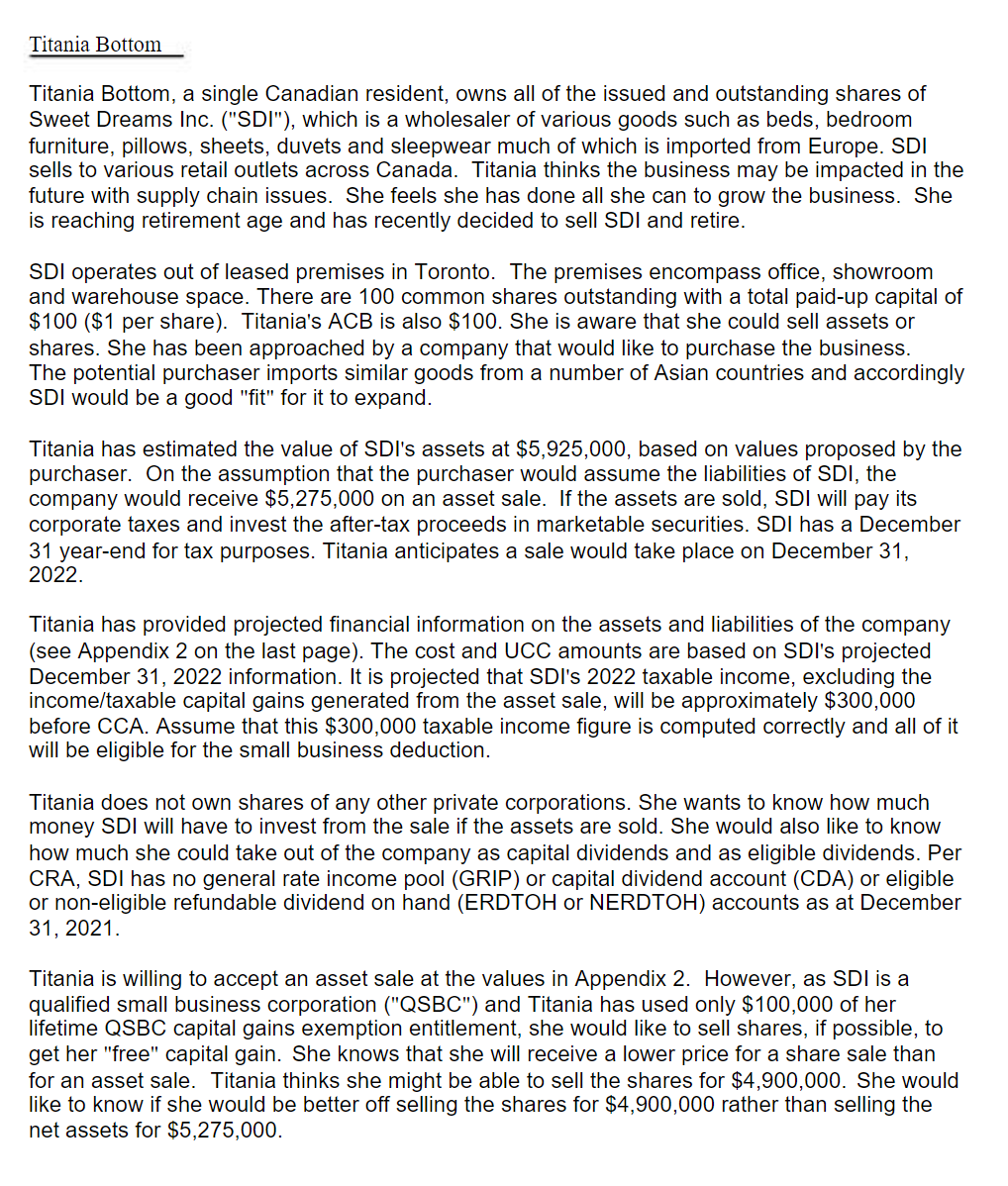 Titania Bottom Titania Bottom, a single Canadian