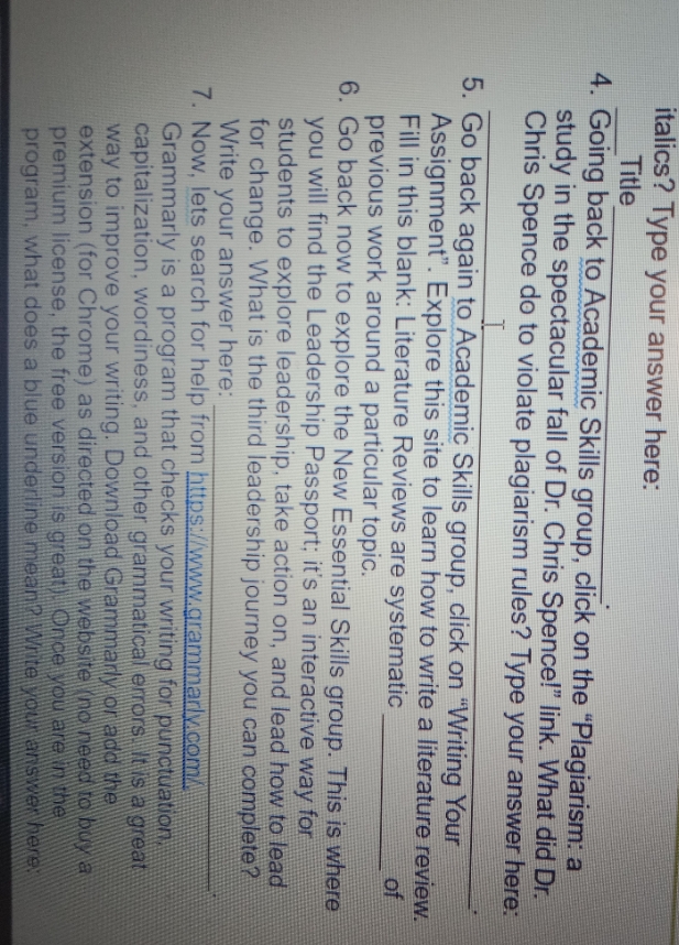 italics? Type your answer here: Title 4. Going