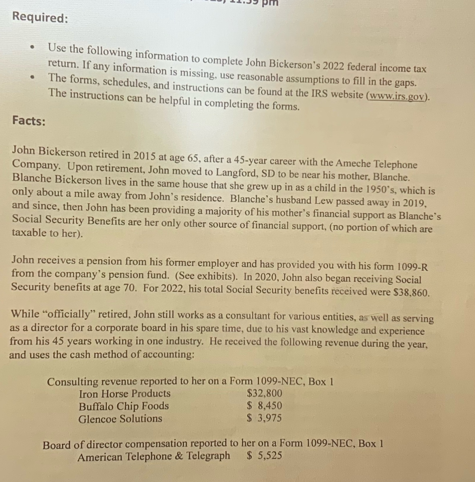 Complete 2022 federal income tax return and all