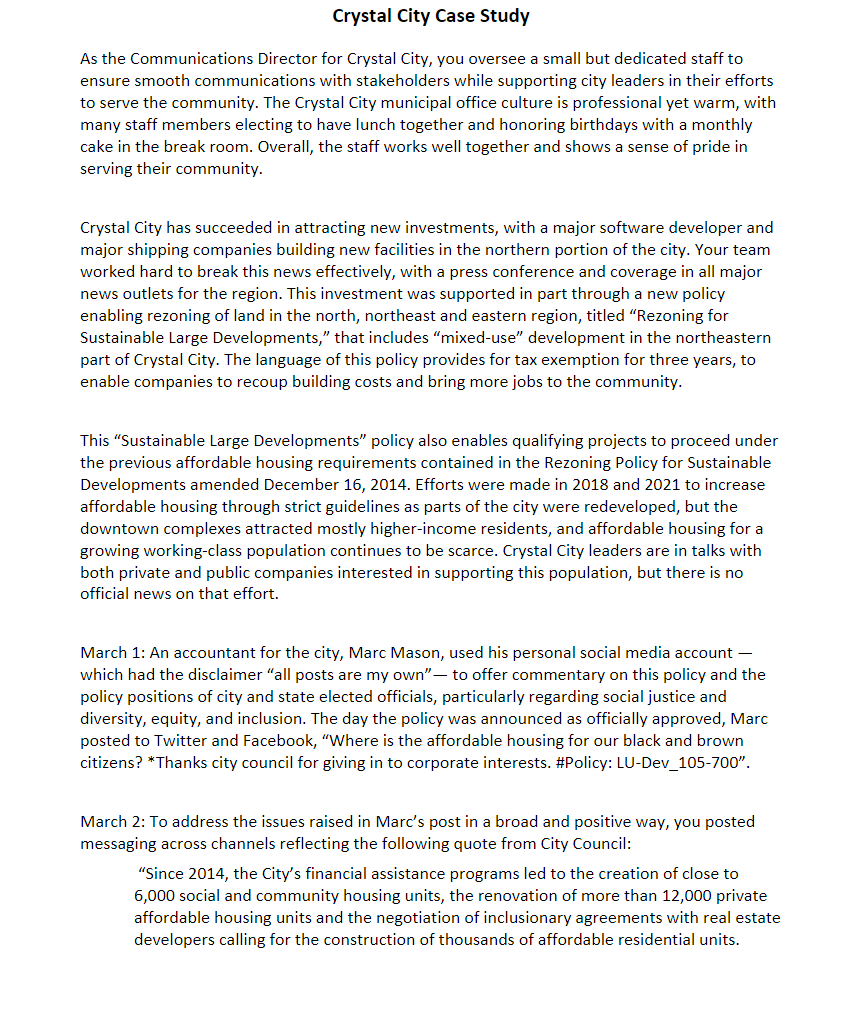 Crystal City Case Study As the Communications