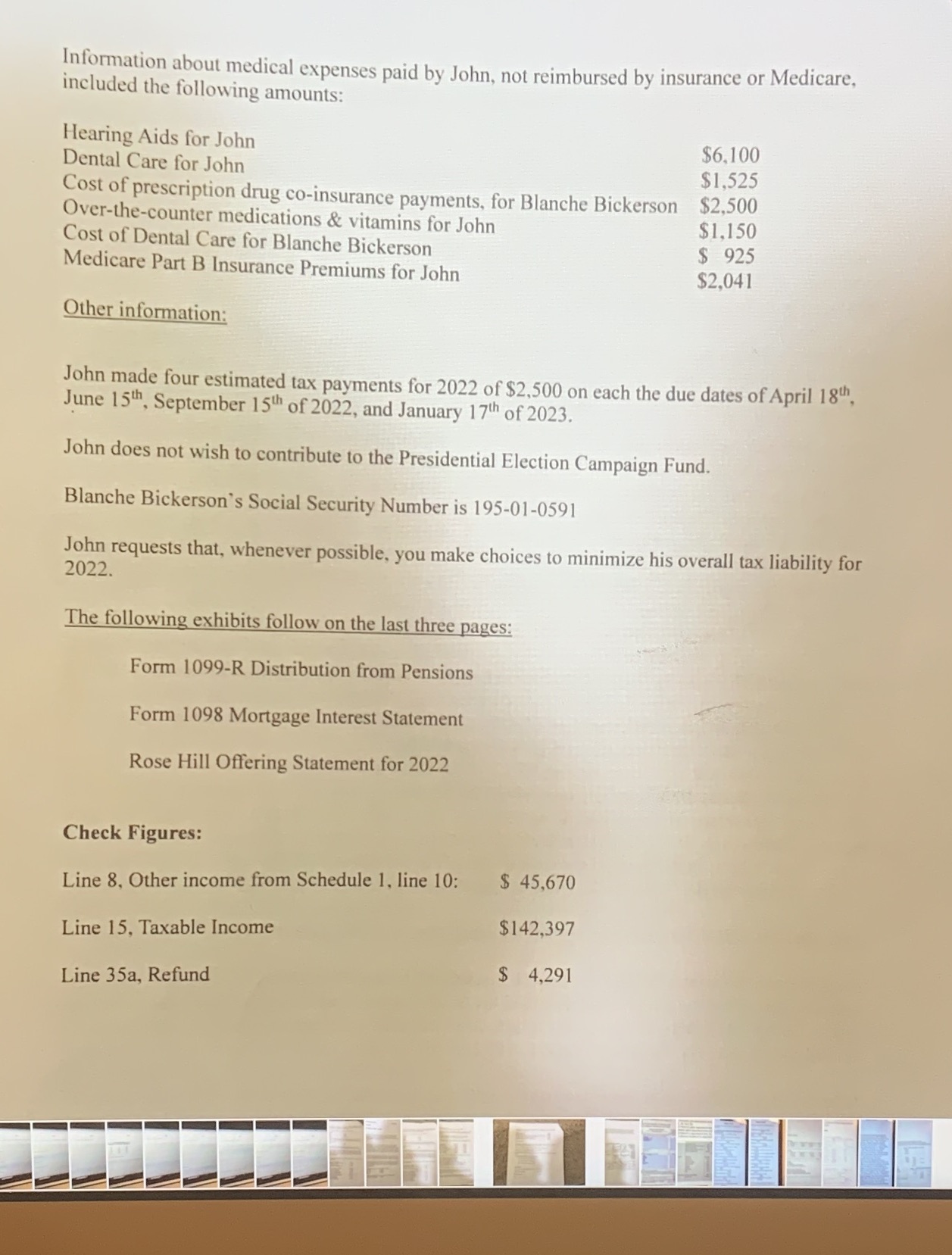 Complete 2022 federal income tax return and all