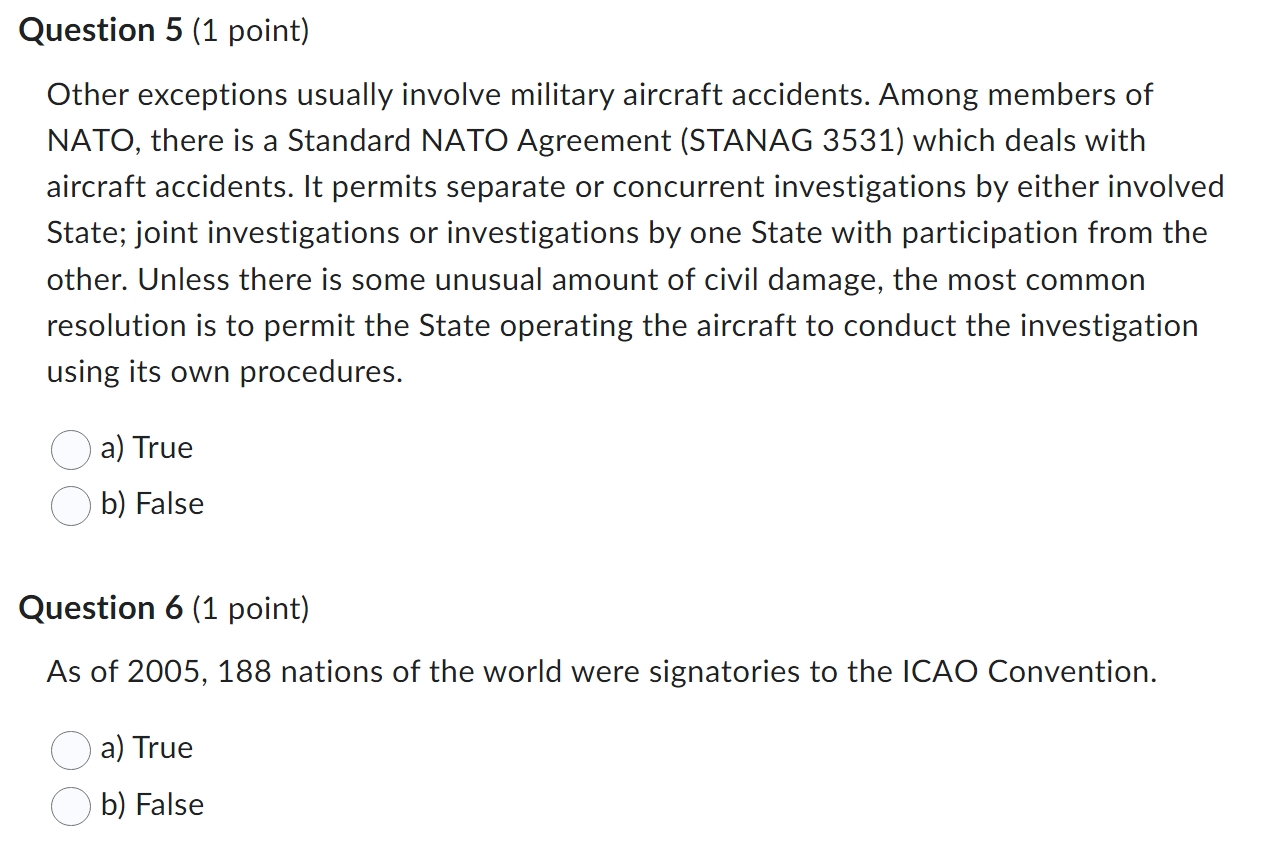 Question 5 (1 point) Other exceptions usually