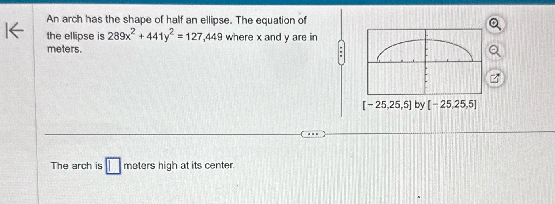 An arch has the shape of half an ellipse. The