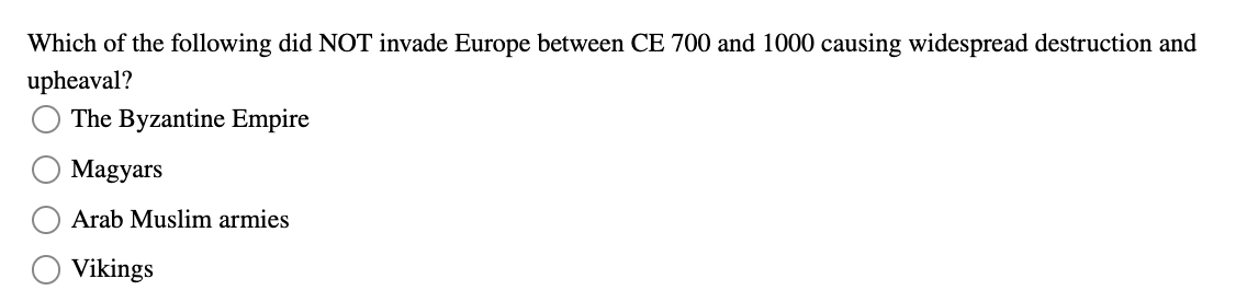 ? Which of the following did NOT invade Europe