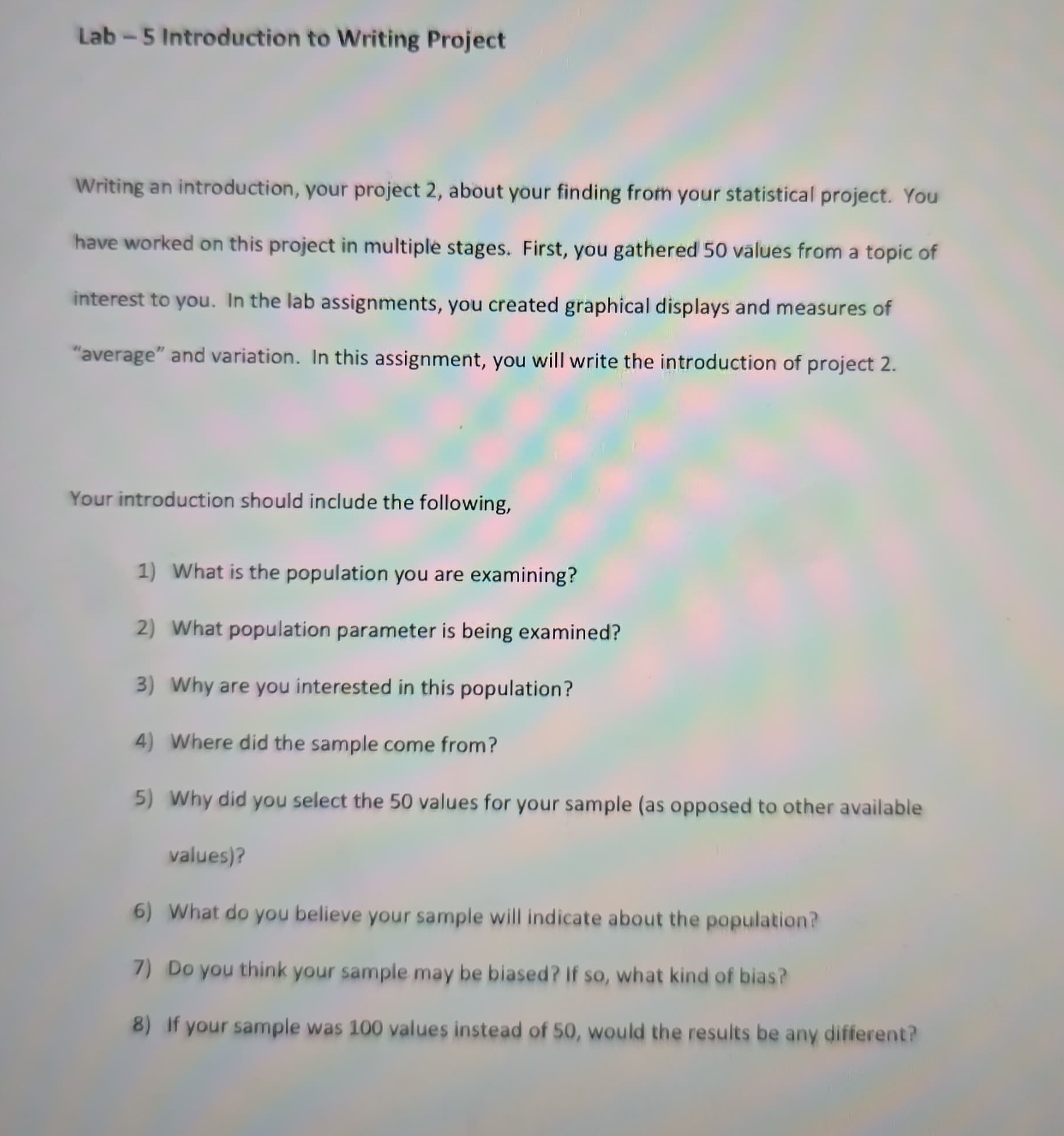 Lab - 5 Introduction to Writing Project Writing