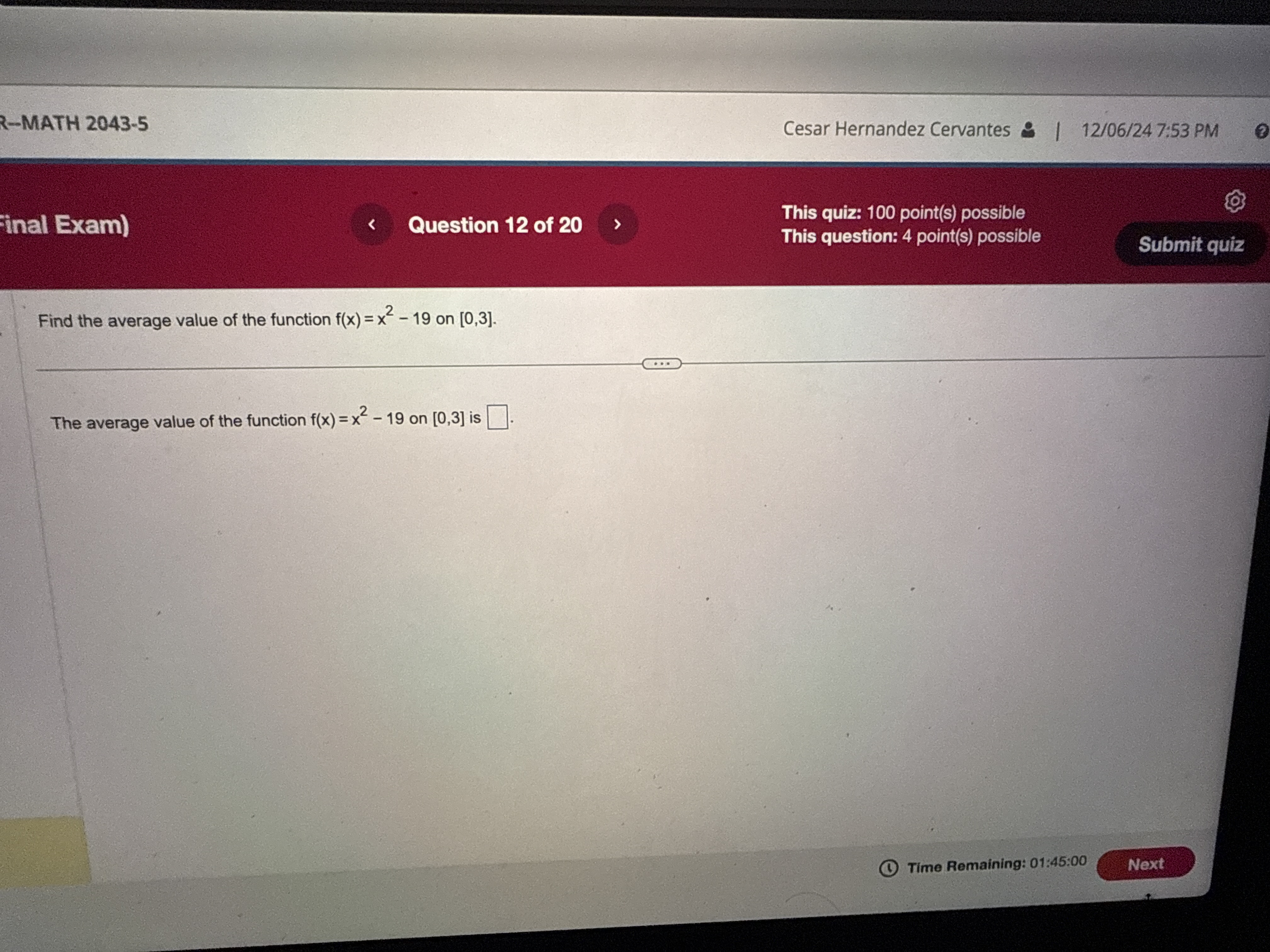 M -MATH 2043-5 Cesar Hernandez Cervantes & |