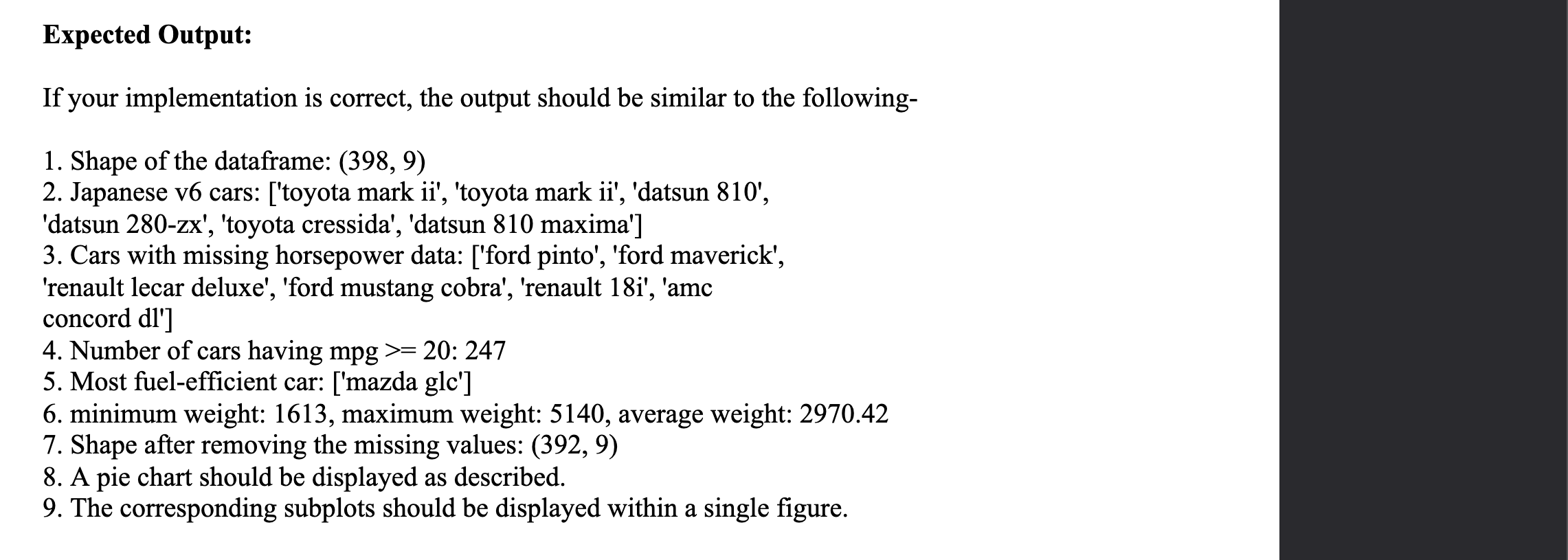A CSV file (car_info.csv) has been provided which