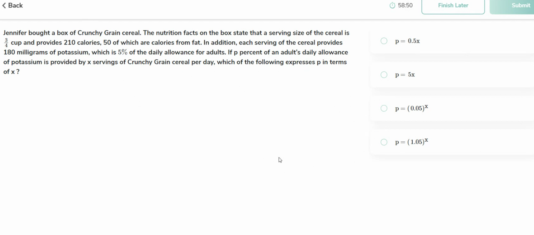 answer < Back 58:50 i Jennifer bought a box of