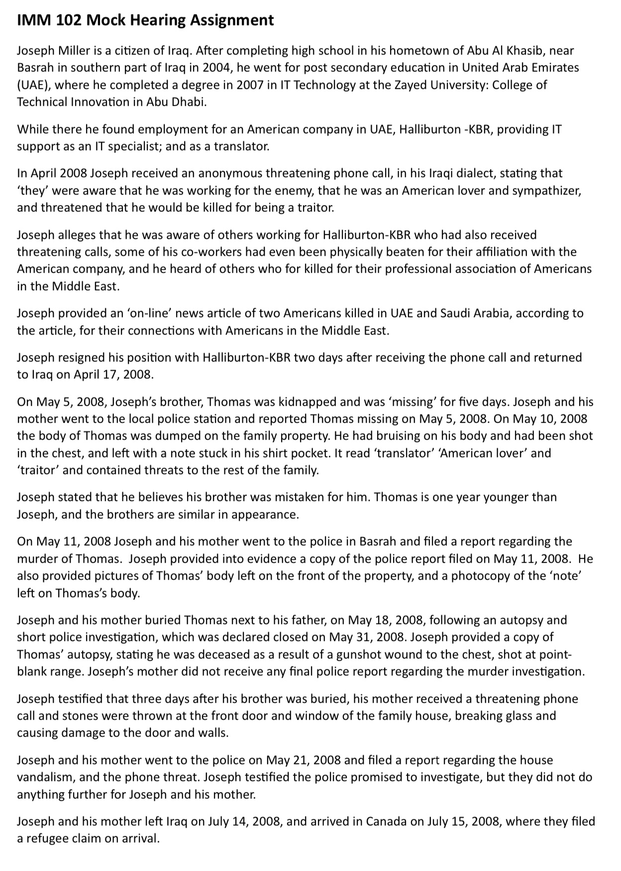 Mock Hearing AssignmentInstructions: Your