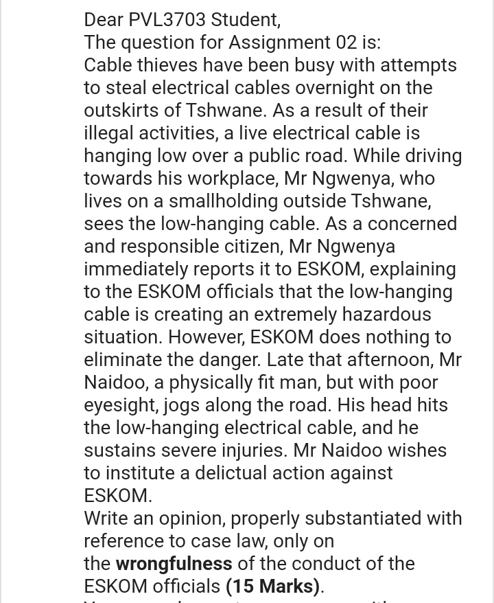 Dear PVL3703 Student, The question for Assignment